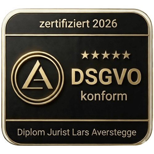 DSGVO konform Zertifikat – Schwarz / Gold