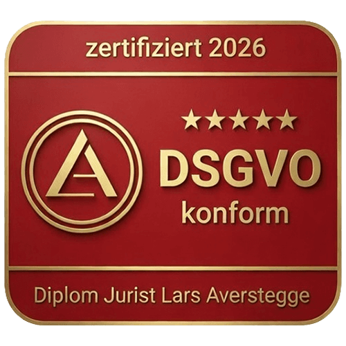 DSGVO konform Zertifikat – Rot / Gold
